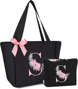 Vavabox Tote bag, Initial Tote bag and Makeup Bag, Gifts for Women