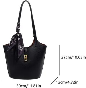 Vegan Leather Bucket Bags for Women Trendy Vintage Hobo Bag Designer Handbags for Women Tote Shoulder Bag with Silk Pouch