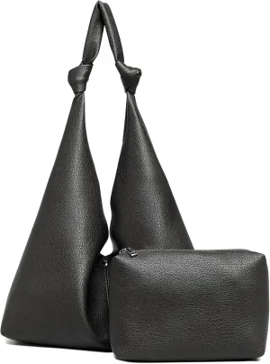 Vegan Leather Hobo Purses set, Slouchy Shoulder Bag Knotted Hobo Bags for Women with a small purse
