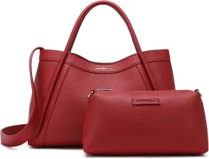Vegan Leather Tote Bag for Women, Hobo Shoulder Bag, Crossbody Handbag with Matching Purse, Stylish Versatile