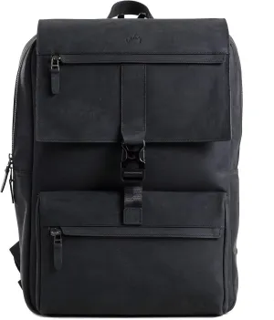 VELEZ Black Leather Backpack for Men and Women 17 inch Laptop Bag Handmade Business & Casual Daypack Genuine Leather Work Bag
