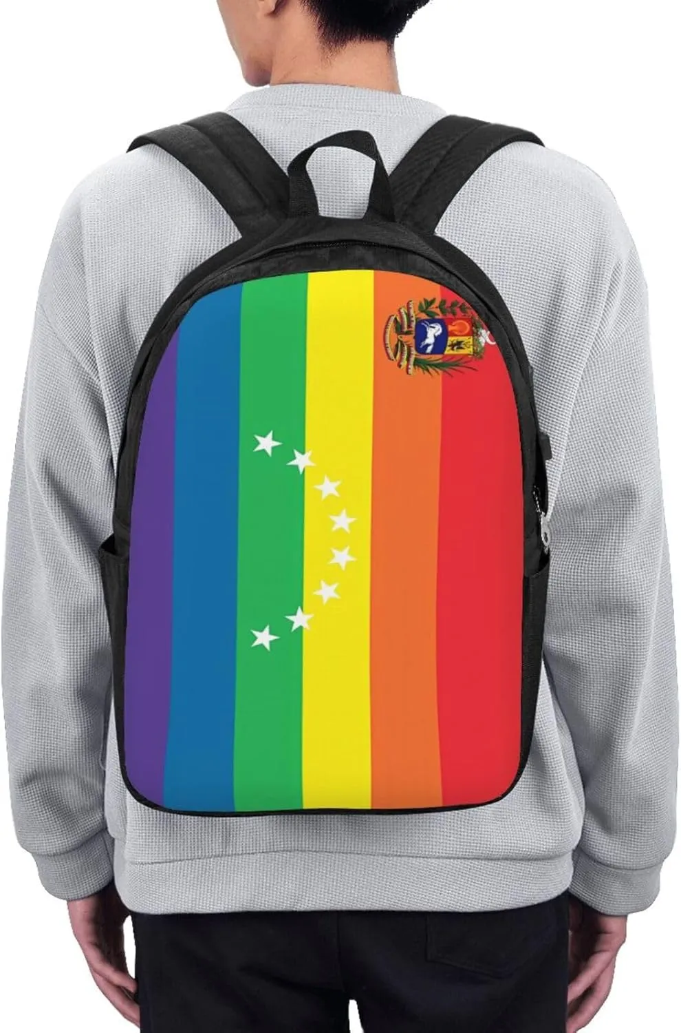 Venezuelan Venezuela LGBT Pride Rainbow Flag Laptop Backpacks Travel Backpack Casual Business Daypack Sport Rucksack Computer Bag Fits up to 17 Inch Notebook with USB Port