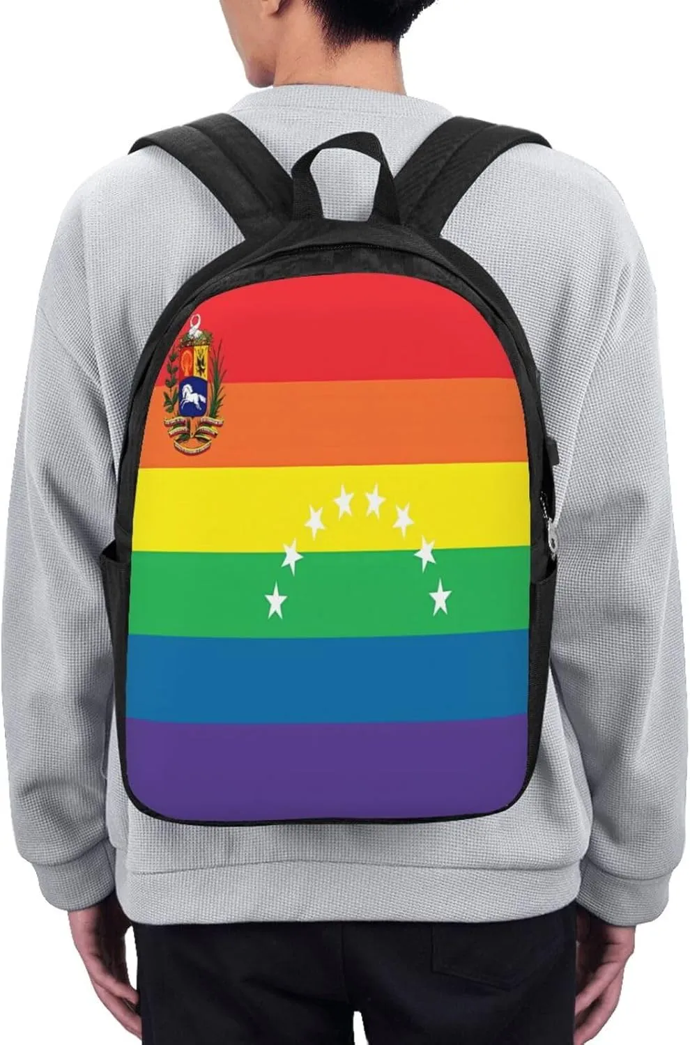 Venezuelan Venezuela LGBT Pride Rainbow Flag Laptop Backpacks Travel Backpack Casual Business Daypack Sport Rucksack Computer Bag Fits up to 17 Inch Notebook with USB Port