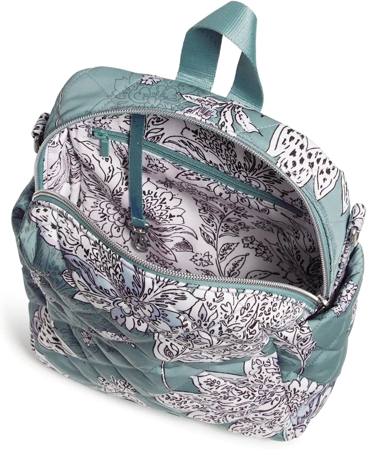 Vera Bradley Women's Performance Twill Convertible Small Backpack, Tiger Lily Blue Oar, One Size