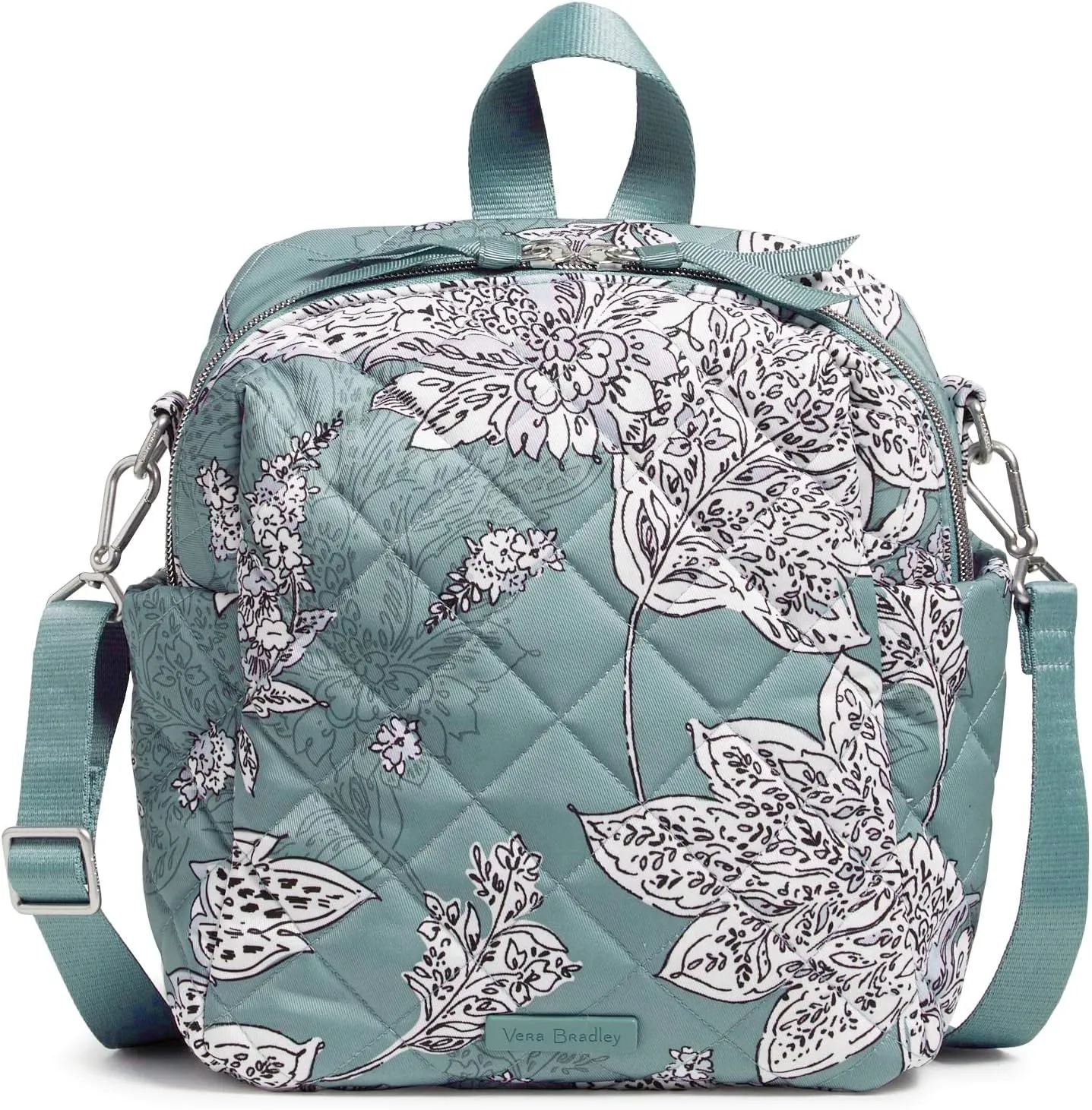 Vera Bradley Women's Performance Twill Convertible Small Backpack, Tiger Lily Blue Oar, One Size