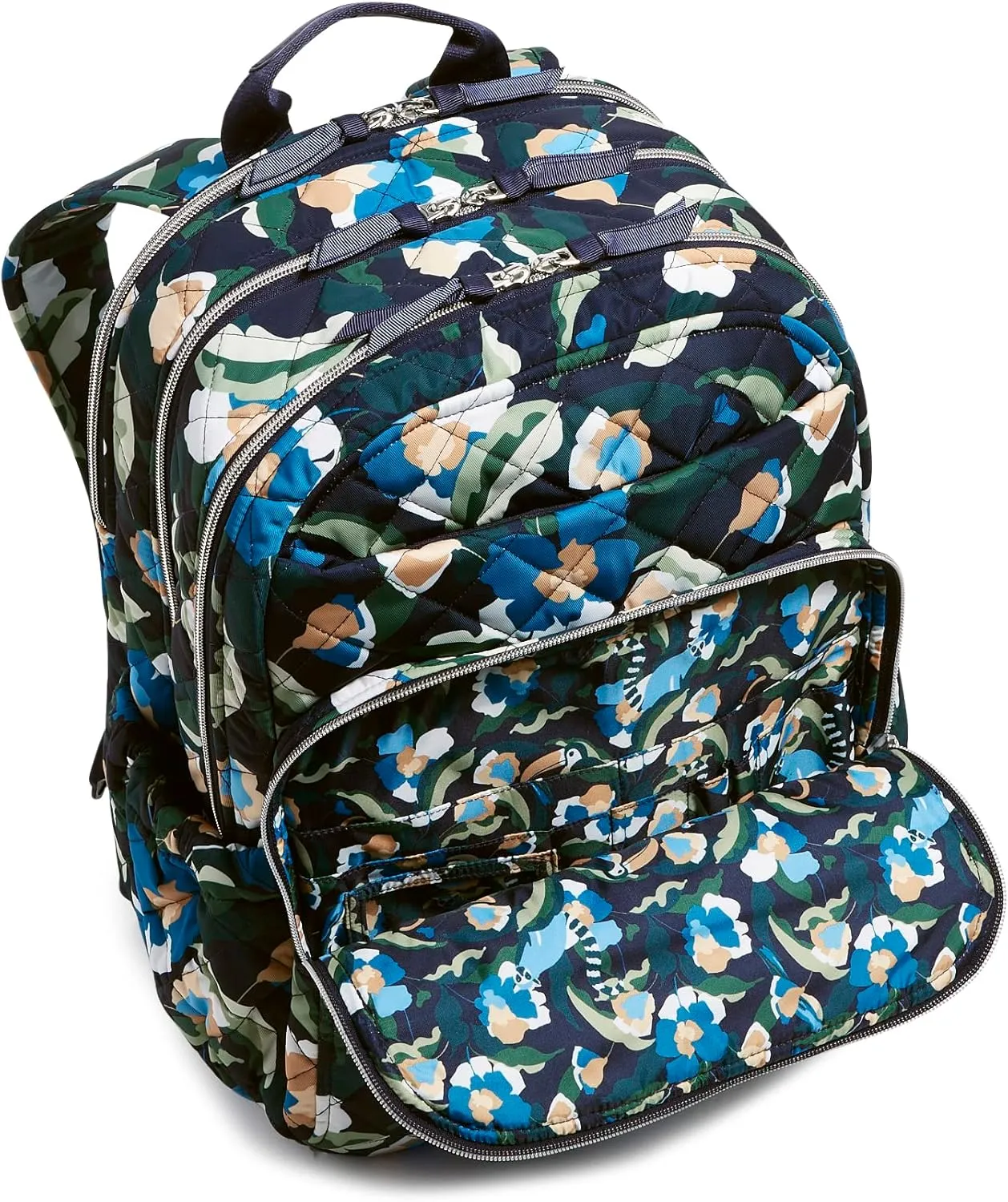 Vera Bradley Women's Performance Twill XL Campus Backpack, Immersed Blooms, One Size
