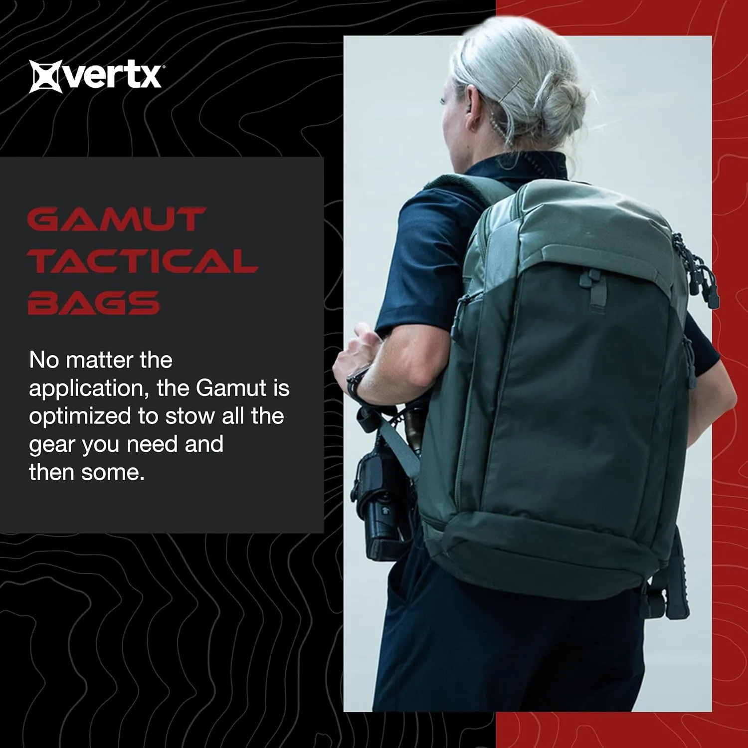 Vertx Gamut EDC Tactical Backpack 25L CCW Bag Tactical Gear, for Men and Women, It's Black