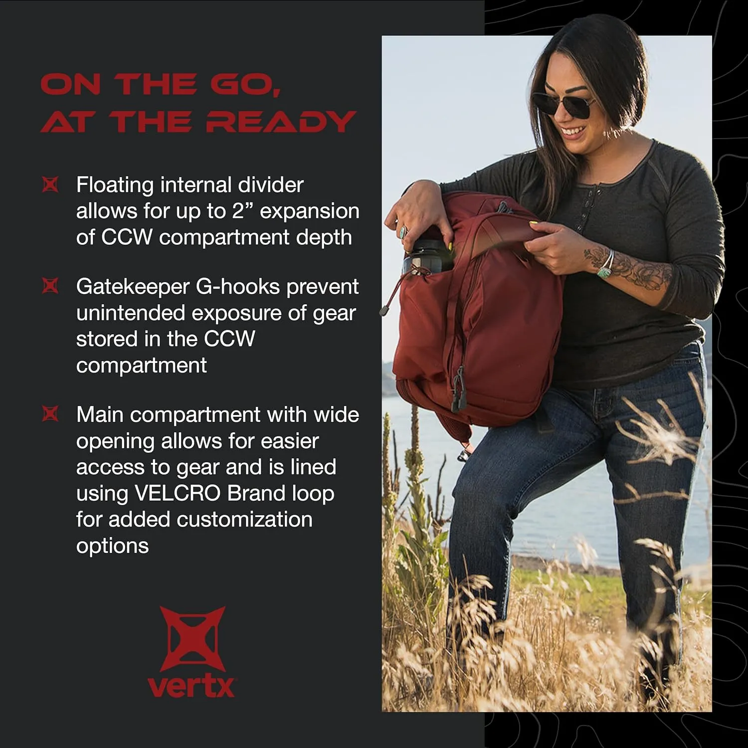 Vertx Transit EDC Tactical Sling 17L Backpack for Conceal Carry (CCW), Travel, Work, Tactical Gear, It's Black