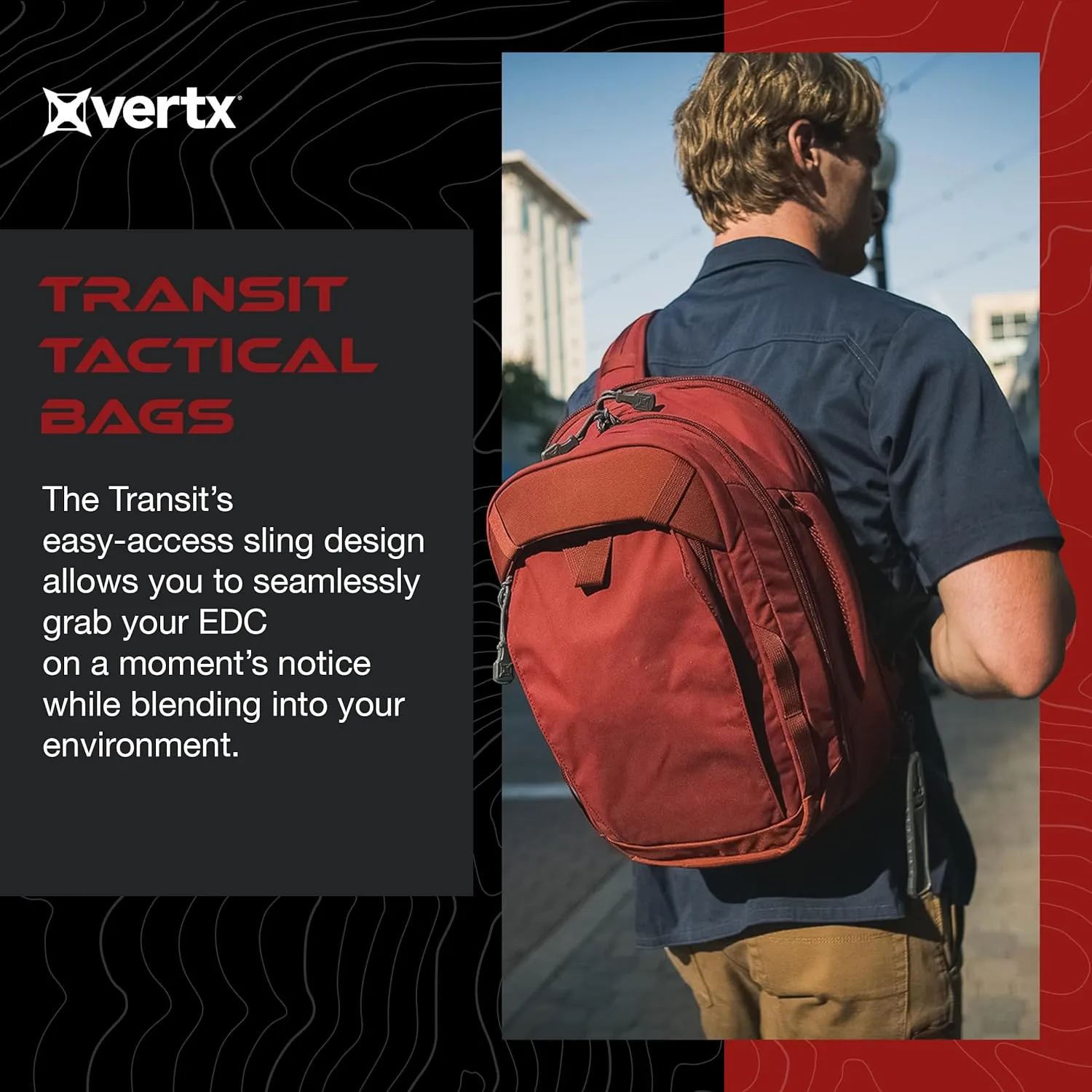 Vertx Transit Tactical Bag Sling Backpack 17L Backpack for Conceal Carry (CCW), Travel, Work, Tactical Gear, Rudder Green