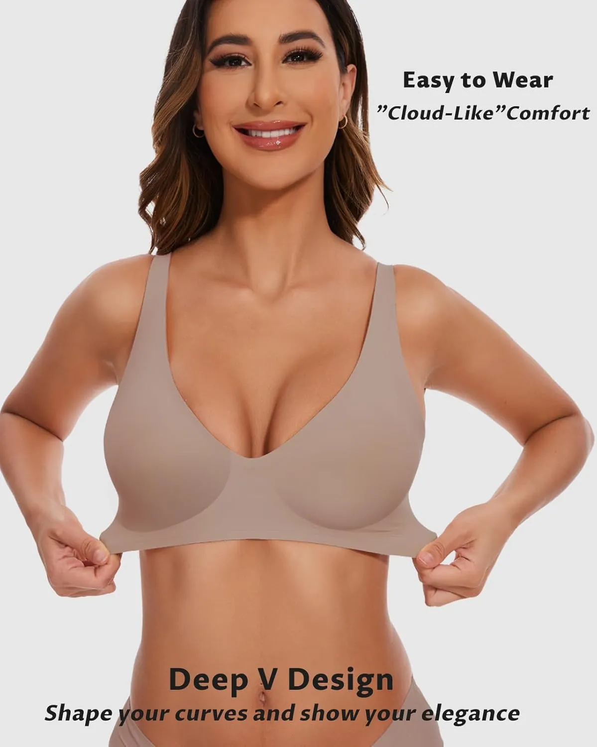 Vinfact Deep V Bras for Women No Underwire Buttery Soft Wireless Bras Light Lift Soft Seamless Bralettes