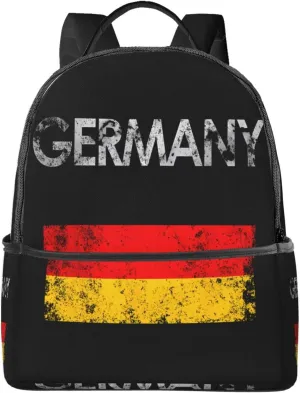 Vintage Germany German Flag Pride Casual Backpacks Laptop Backpack Carry-on Daypack Sports Travel Rucksack Lightweight Working Bag for Outdoor Hiking Cycling Walking