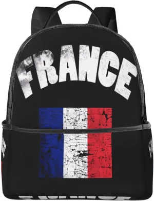 Vintage Love France French Flag Casual Backpacks Laptop Backpack Carry-on Daypack Sports Travel Rucksack Lightweight Working Bag for Outdoor Hiking Cycling Walking