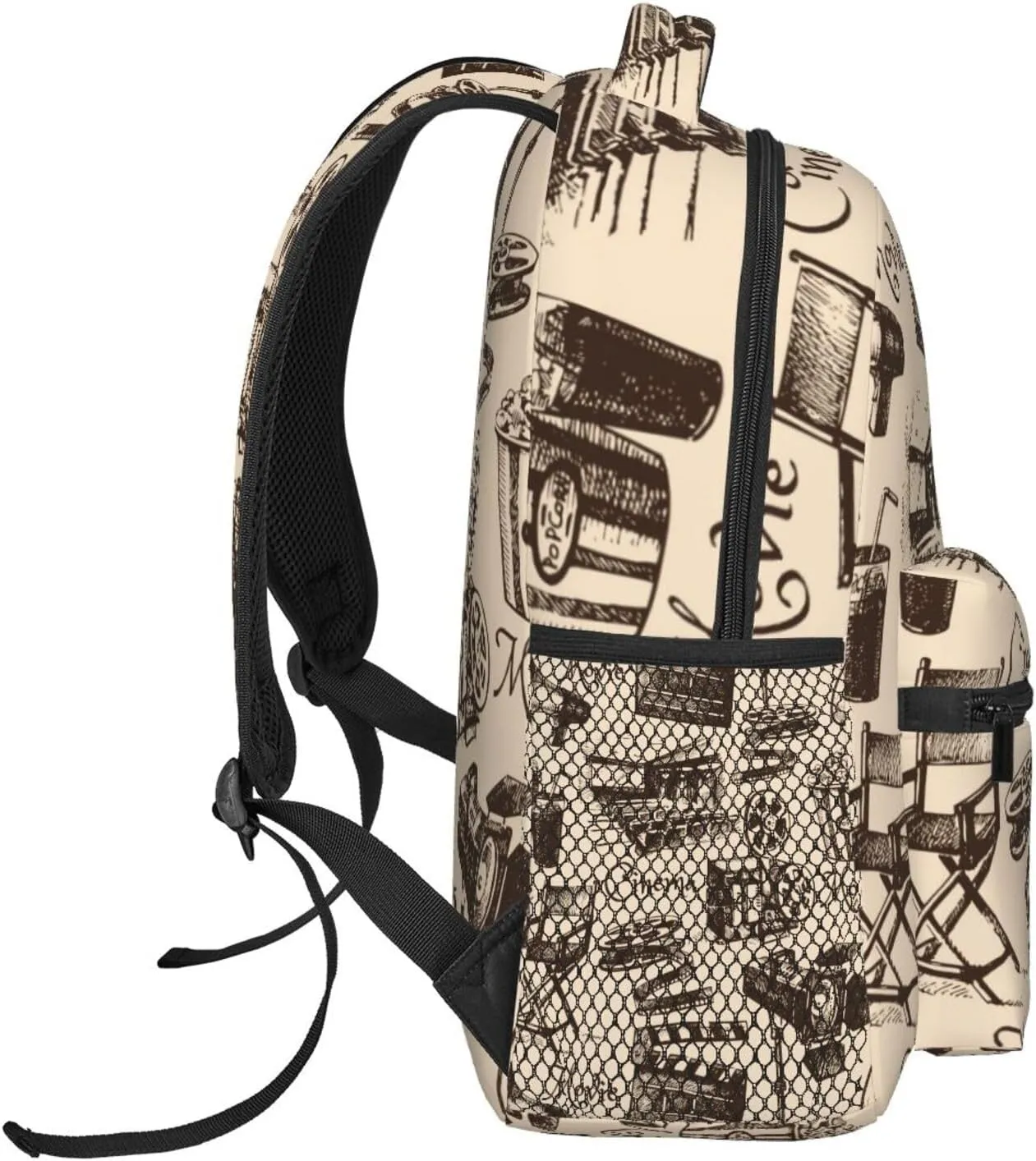 Vintage Movie Film Cinema Pattern Backpack Laptop Backpack Sports Travel Shoulder bag Light casual backpack