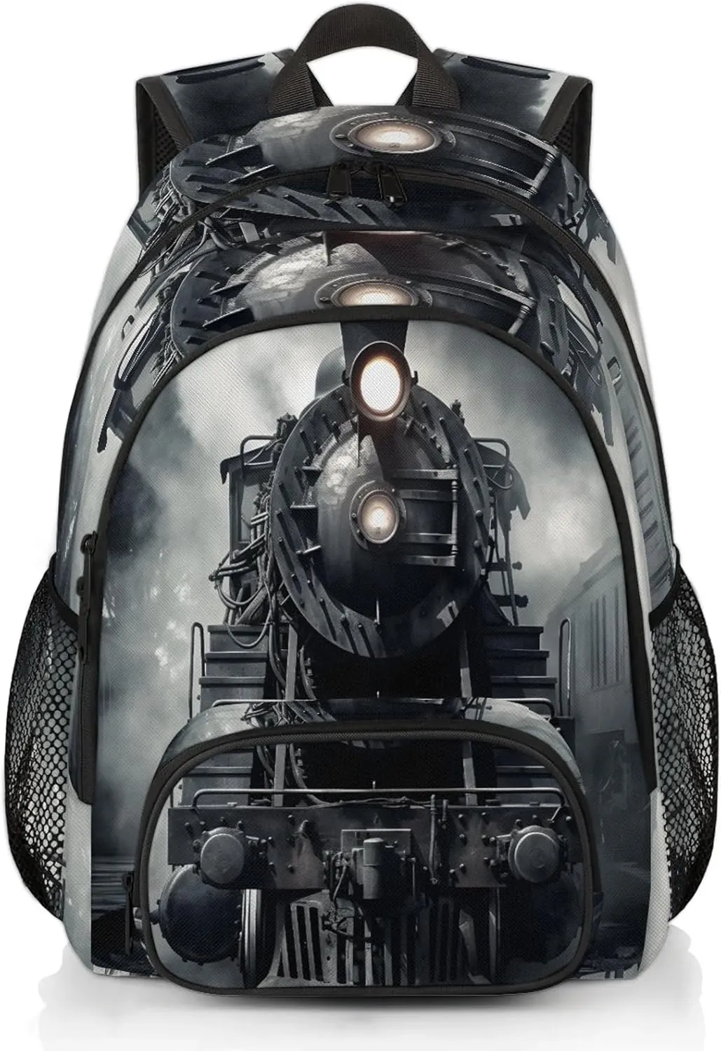Vintage Steam Locomotive Train 16.7 Inch Backpack Waterproof Shoulder Bag with Adjustable Strap Casual Hiking Gym Travel Daypack