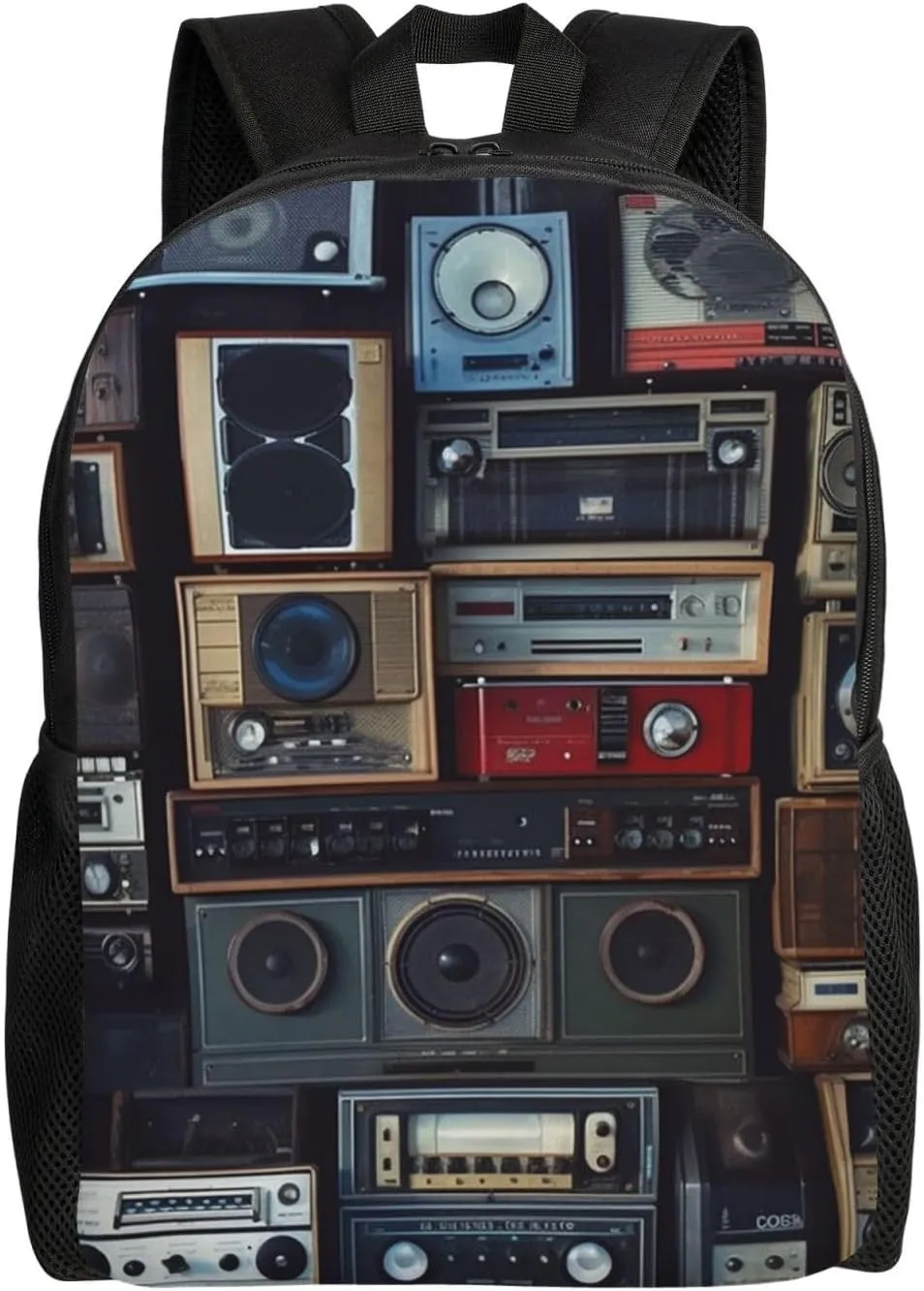 Vintage Wall of Radio Boombox Backpack for Women Men Laptop Backpack 16.1 inch Computer Bag Casual Daypack for Travel