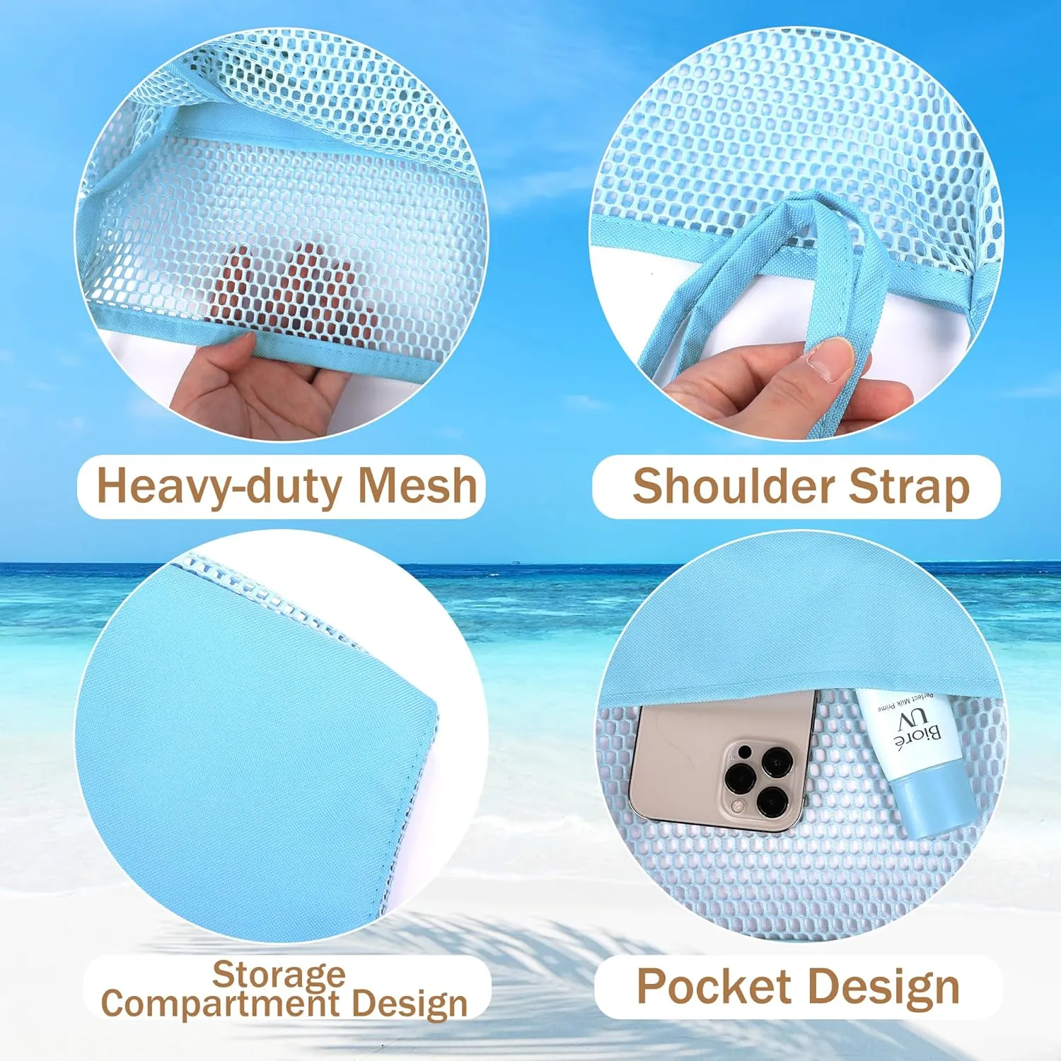 VKIOIP Women Mesh Tote Beach Bag,Shoulder Bag for Vacation，Picnic