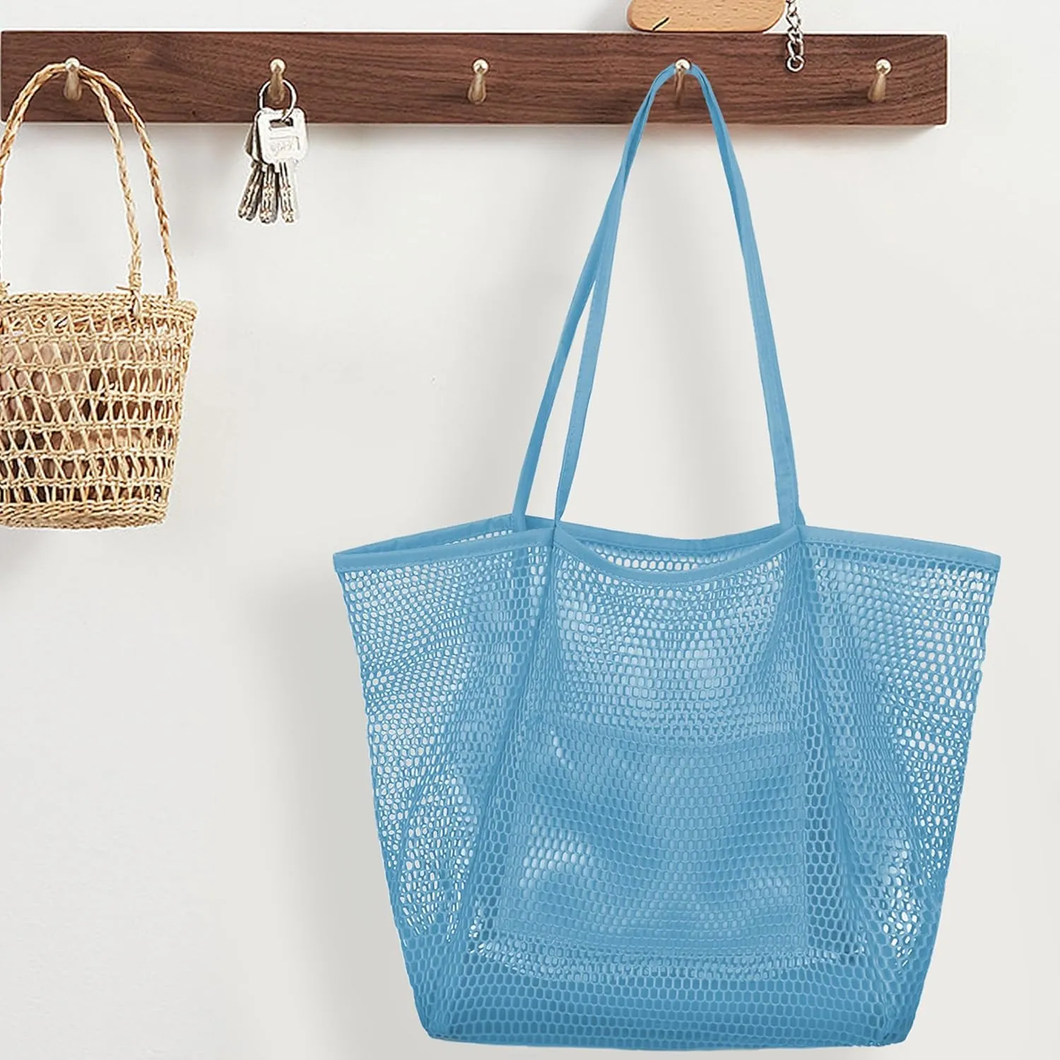 VKIOIP Women Mesh Tote Beach Bag,Shoulder Bag for Vacation，Picnic