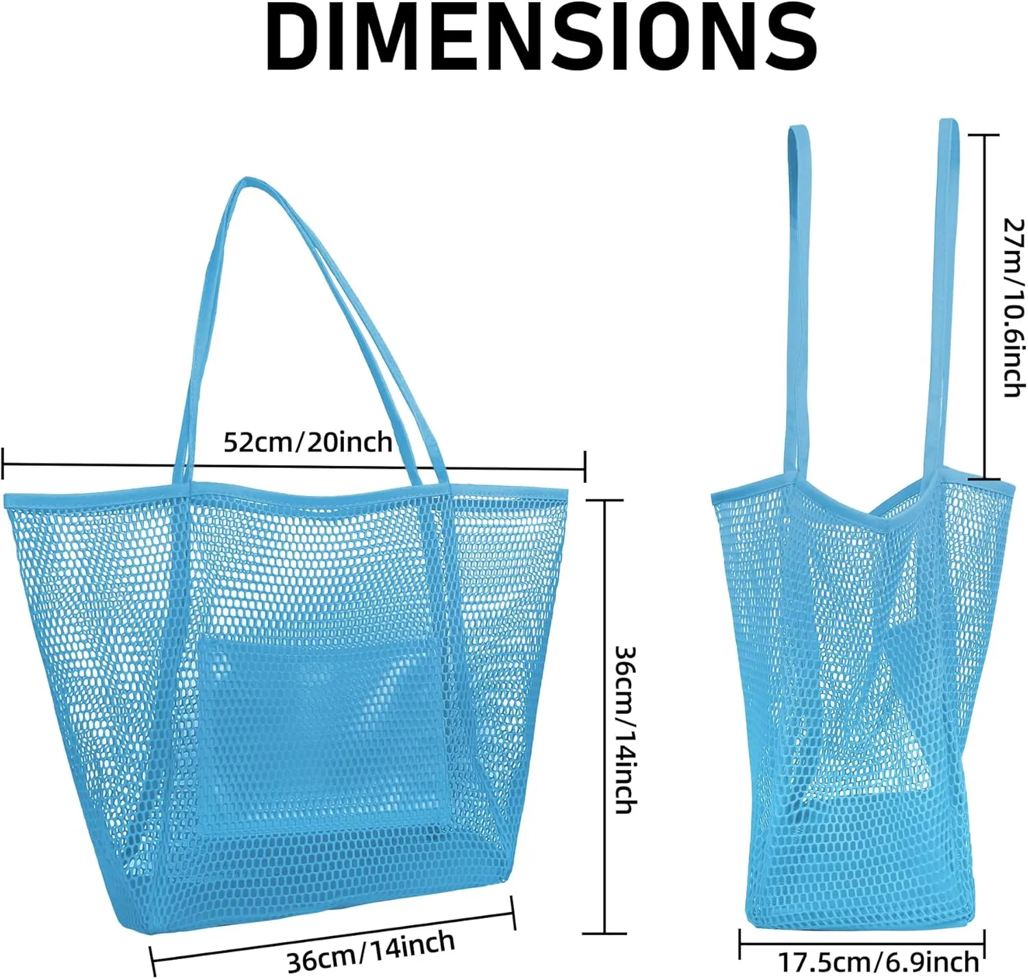 VKIOIP Women Mesh Tote Beach Bag,Shoulder Bag for Vacation，Picnic