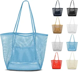 VKIOIP Women Mesh Tote Beach Bag,Shoulder Bag for Vacation，Picnic
