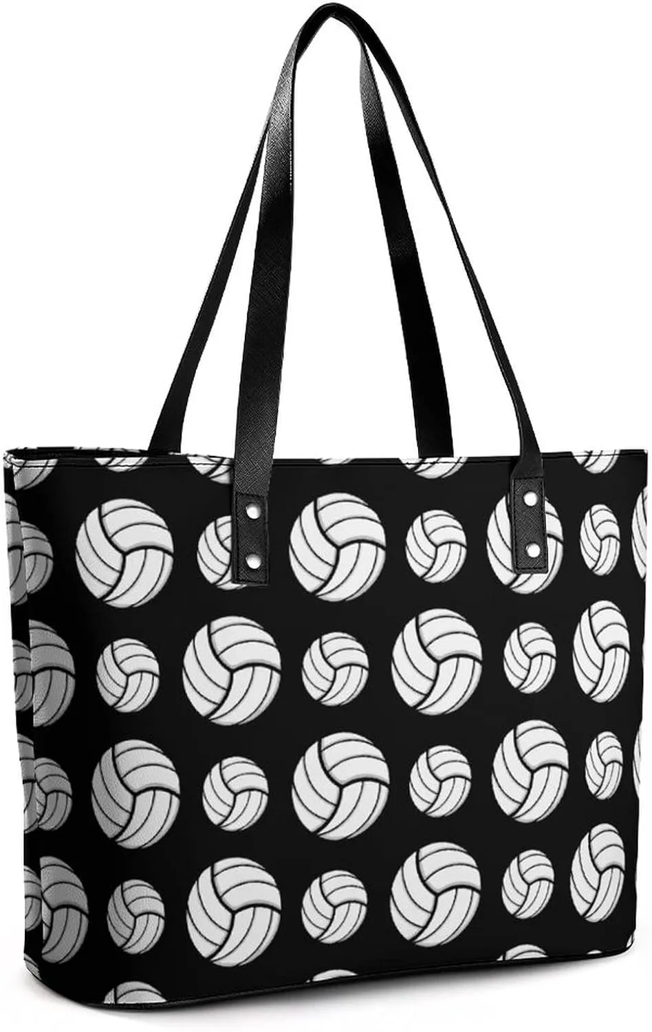 Volleyball Sport Pattern Design Black Shopping Bag Work Tote Shoulder Bag Womens Travel Handbag Hobo Sling Casual Bag for Business, Travel, Date, Party