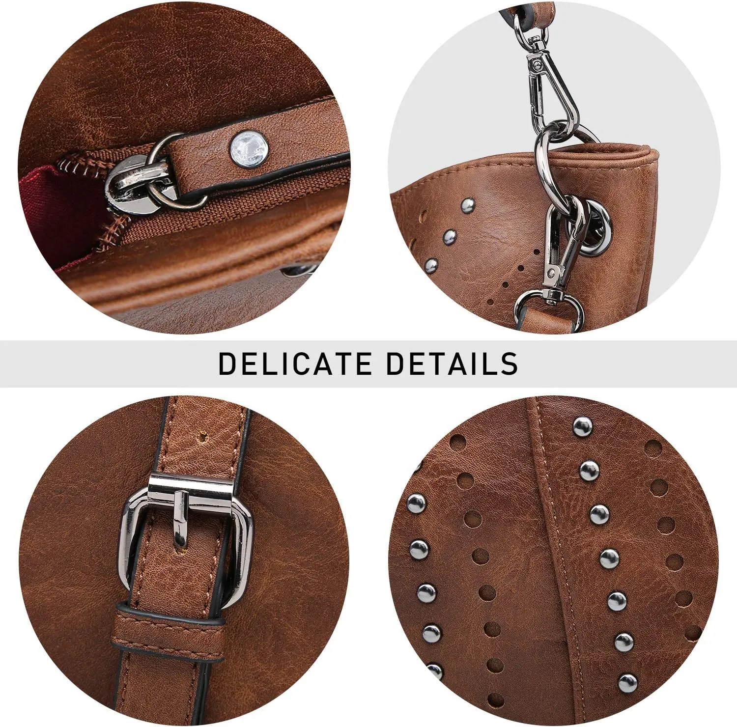 VONMAY Purses for Women Vegan Leather Handbags Large Ladies Studs Hobo Bags Tote Purse Bucket Shoulder Bag