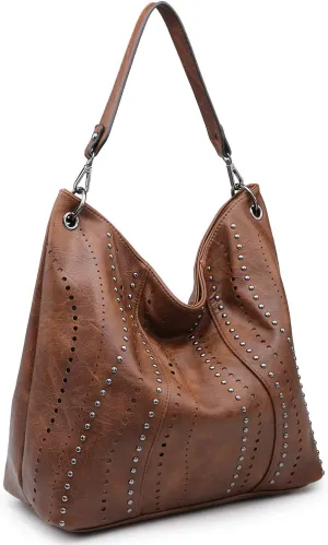 VONMAY Purses for Women Vegan Leather Handbags Large Ladies Studs Hobo Bags Tote Purse Bucket Shoulder Bag