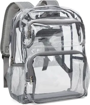 Vorspack Clear Backpack Heavy Duty - Large Clear Bookbag Transparent Backpacks See Through Backpack for College Work Travel Festival - Grey