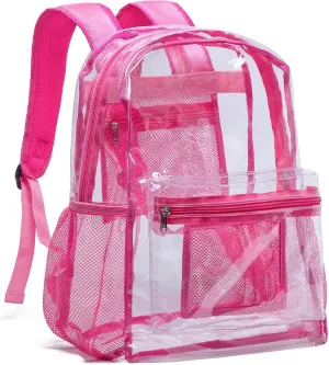Vorspack Clear Backpack Heavy Duty PVC Transparent Backpack with Reinforced Strap for College Workplace