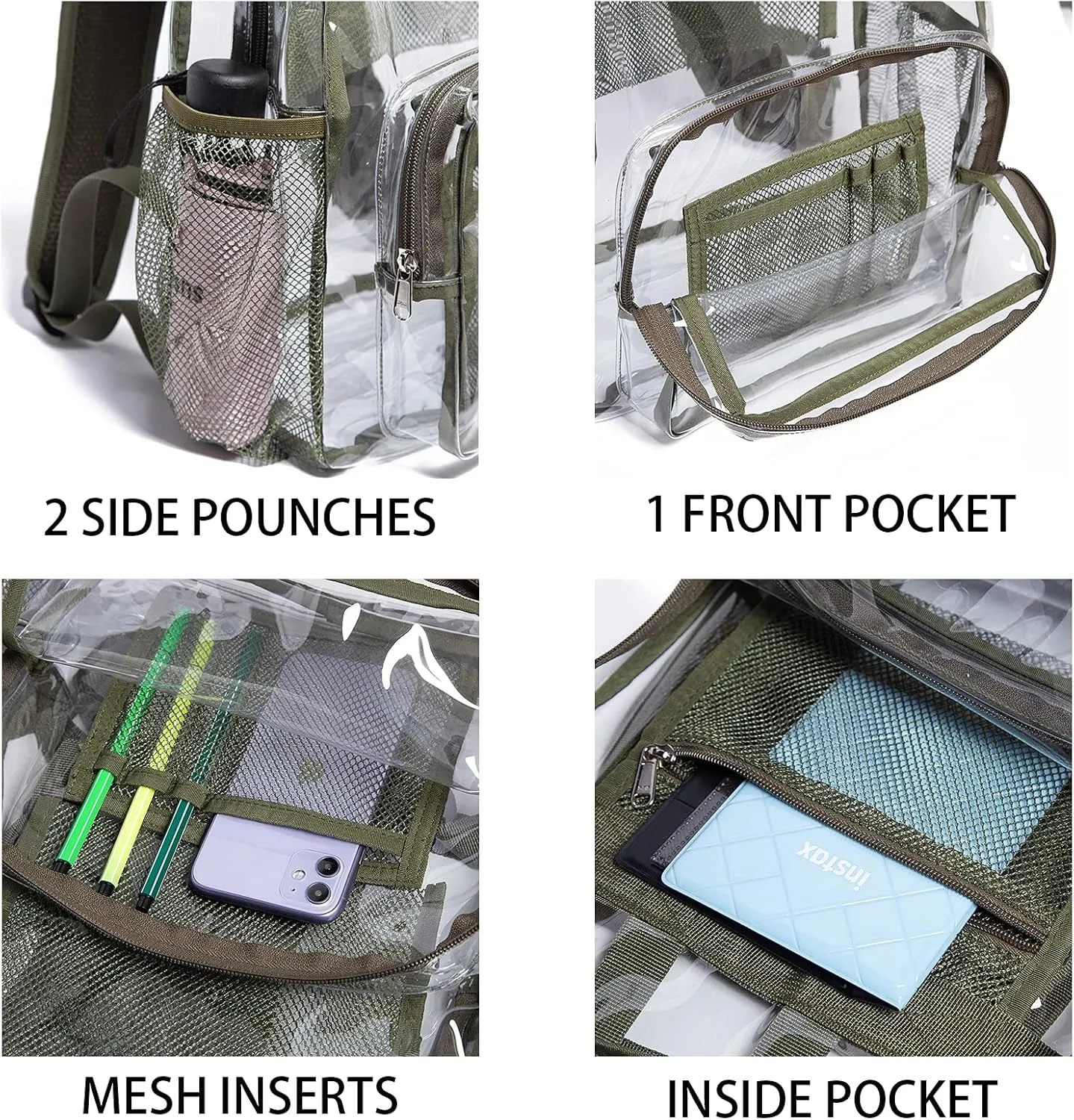Vorspack Clear Backpack - Heavy Duty PVC Transparent See Through Backpack for College & Workplace