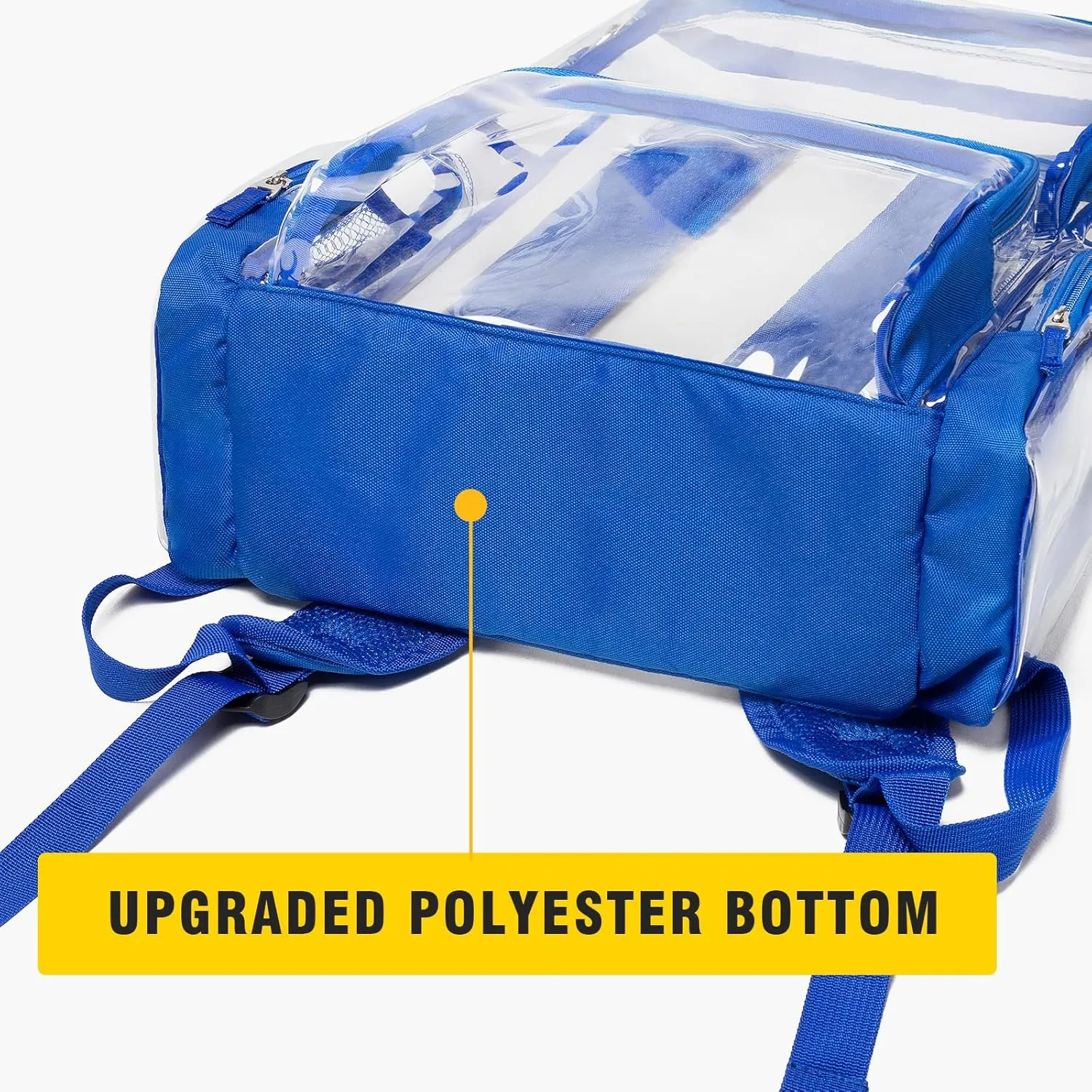 Vorspack Clear Backpack - Transparent Backpack with Reinforced Bottom & Multi-pockets for College Workplace Security - Blue