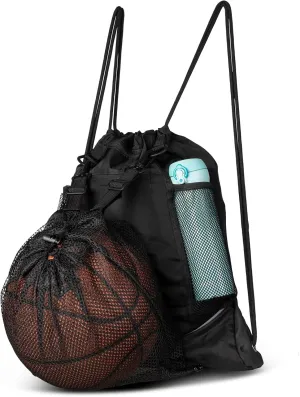 VULKIT Drawstring Backpack, Gym Bags for Men & Women with Large Front Mesh Pocket Suitable for Basketball Soccer Football Cycling Swimming Gears, Sports Bag Draw String Back Bag, Waterproof Swim Bag