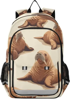Walrus Backpack for Boys Girls Kids School Bag Lightweight Laptop Backpack Elementary Capacity Bookbags for Travel Daypack with Reflective Stripes