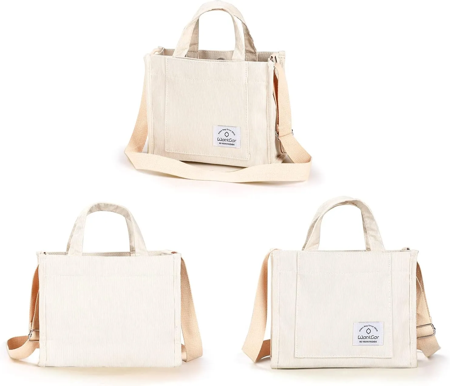 WantGor Tote Bag for Women, Corduroy Crossbody Bags Shoulder Handbag Small Satchel Hobo Bag Purse