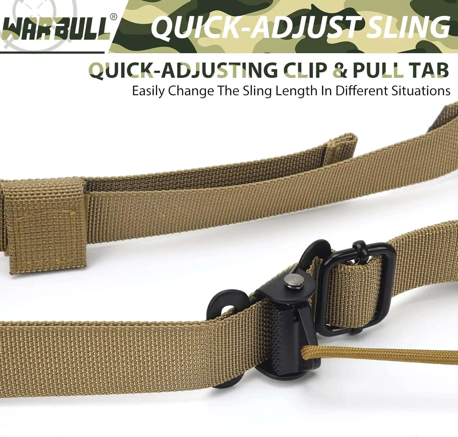 WarBull 2 Point Rifle Sling, Quick Adjust Gun Sling with HK Hook, Soft Shoulder Pad Traditional Sling for Rifle Shotgun Camera Crossbow Hunting Shooting and Outdoor Sports with Keychain Gift