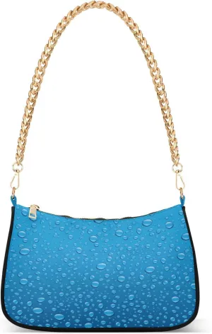 Water Droplets Womens Shoulder Bag for Women Girls Hobo Tote Handbag Gold Chain Crossbody Bag with Zipper Clutch Purse Handbags