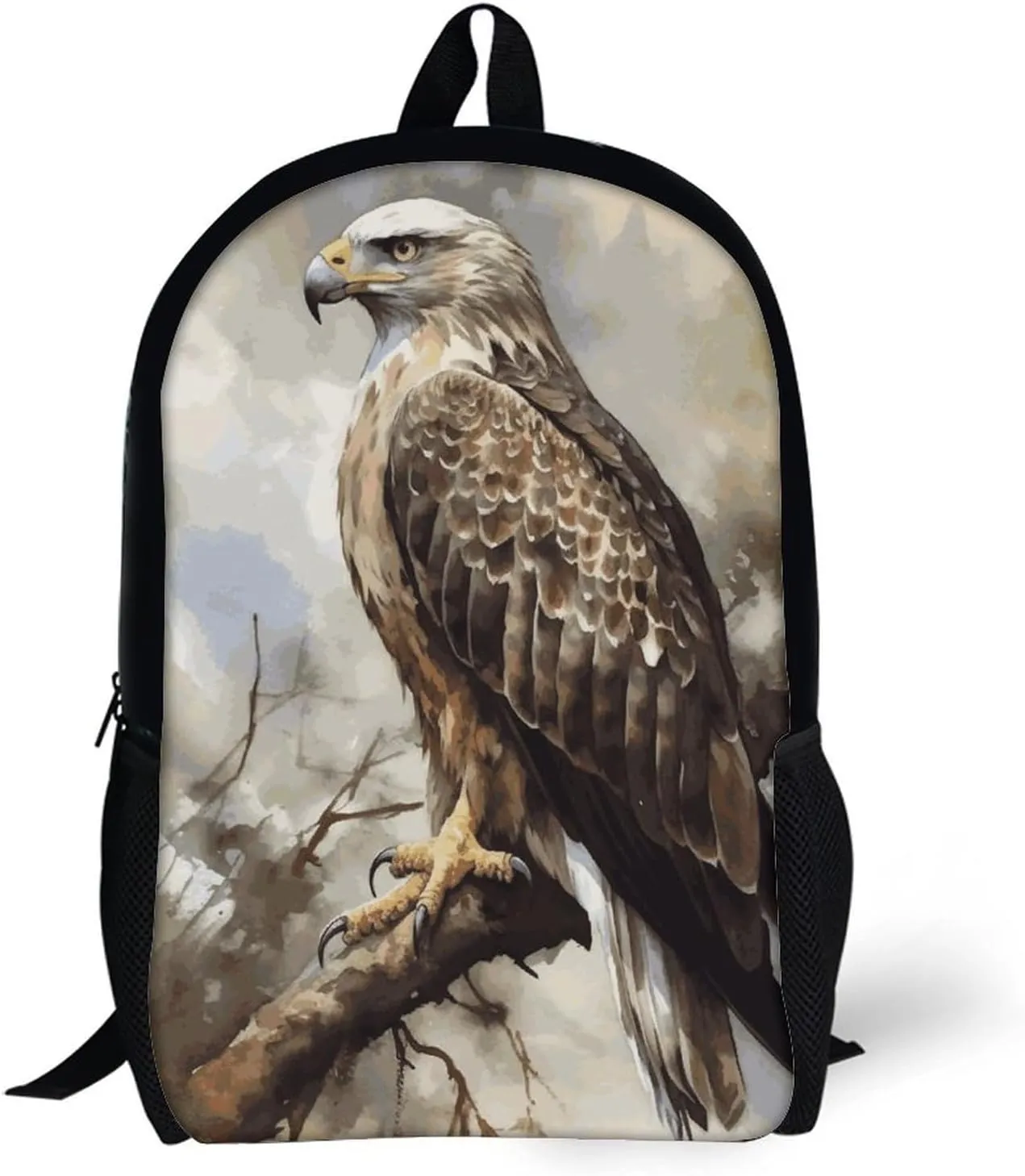Watercolor of Hawk Sitting Lightweight Backpack Casual Carry On Laptop Backpack,Hiking Bag for Camping Sports Work