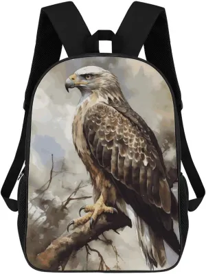 Watercolor of Hawk Sitting Lightweight Backpack Casual Carry On Laptop Backpack,Hiking Bag for Camping Sports Work