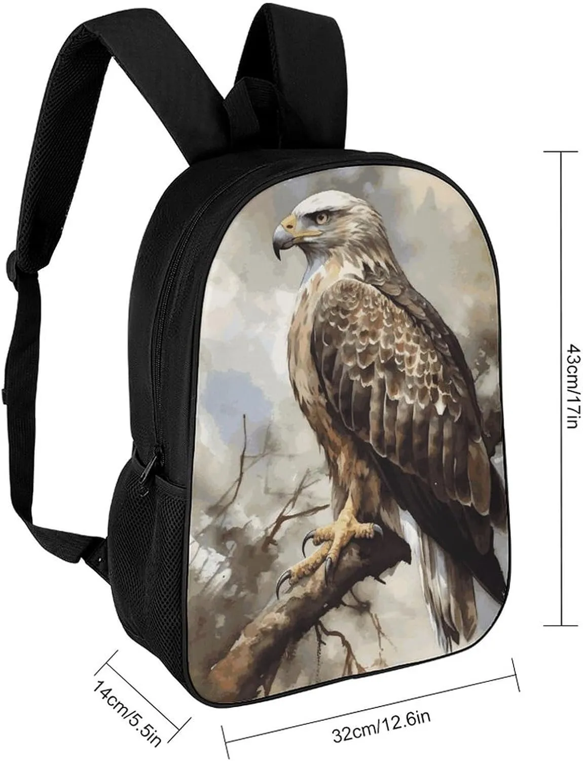 Watercolor of Hawk Sitting Lightweight Backpack Casual Carry On Laptop Backpack,Hiking Bag for Camping Sports Work