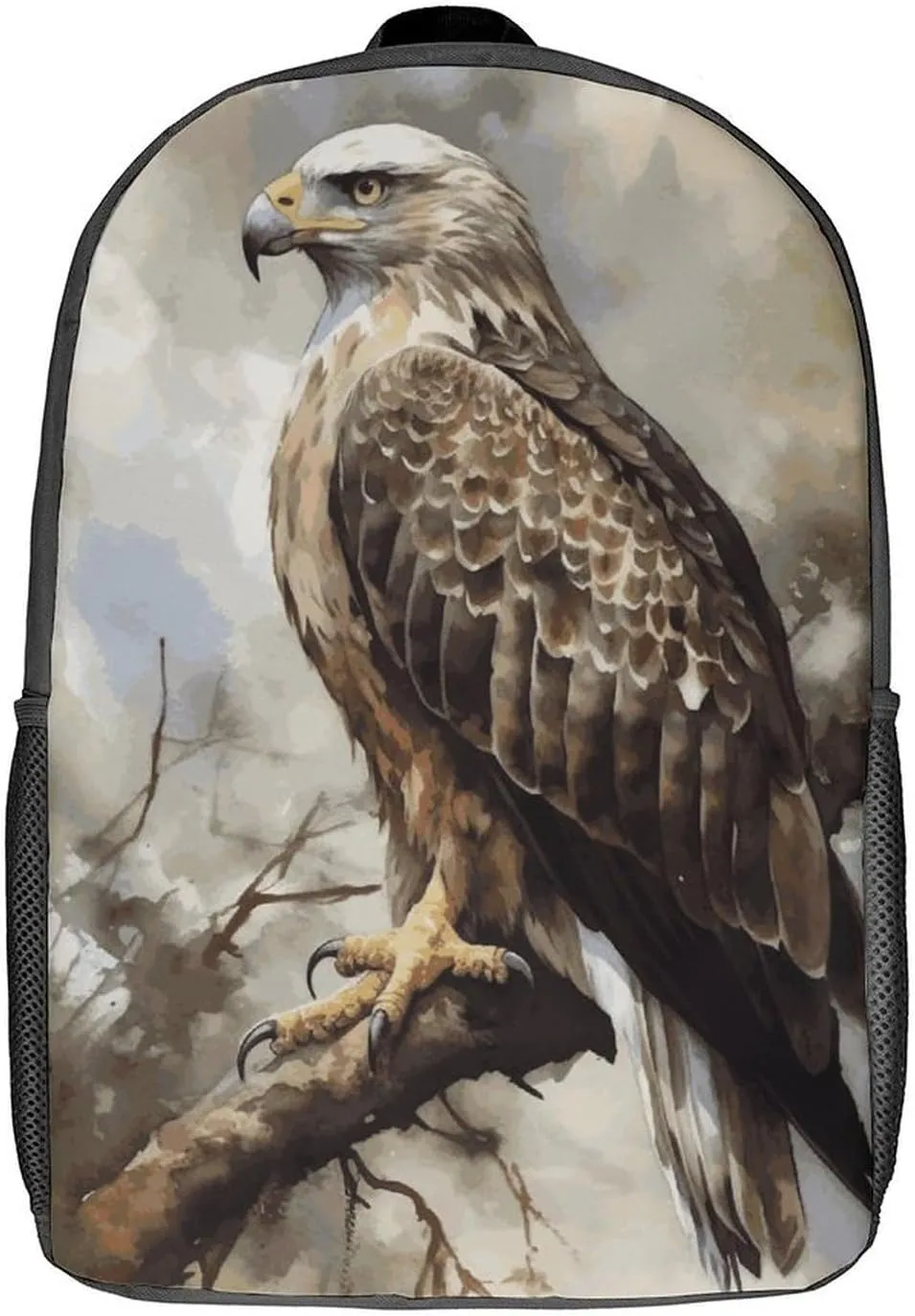 Watercolor of Hawk Sitting Lightweight Backpack Casual Carry On Laptop Backpack,Hiking Bag for Camping Sports Work