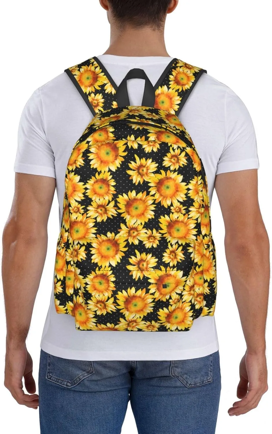 Watercolor Sunflowers Laptop Backpack Shoulder Bag Laptop Pack Travel Backpacks Commuter Back Pack Casual Daypack Bags With Side Pockets
