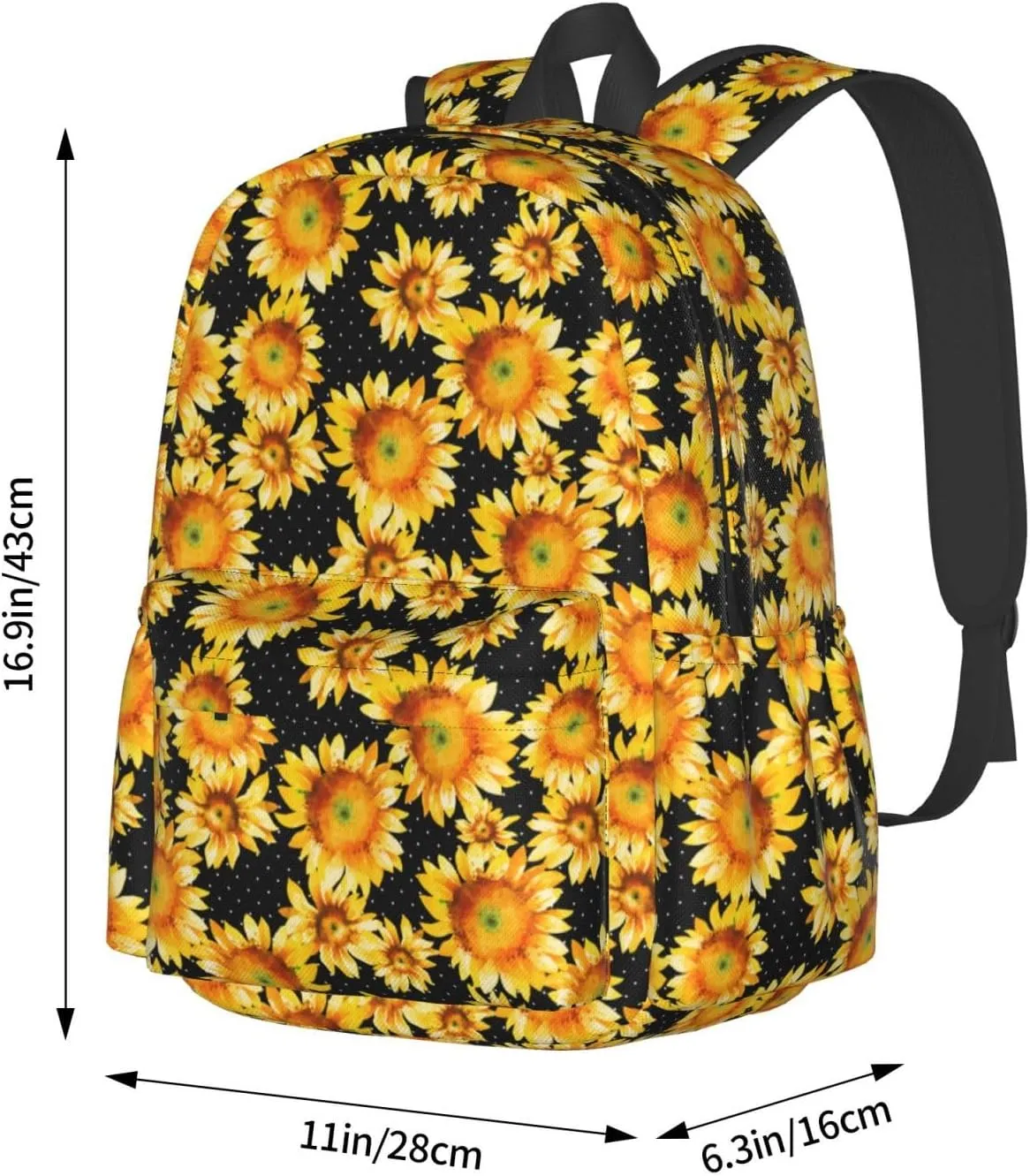 Watercolor Sunflowers Laptop Backpack Shoulder Bag Laptop Pack Travel Backpacks Commuter Back Pack Casual Daypack Bags With Side Pockets