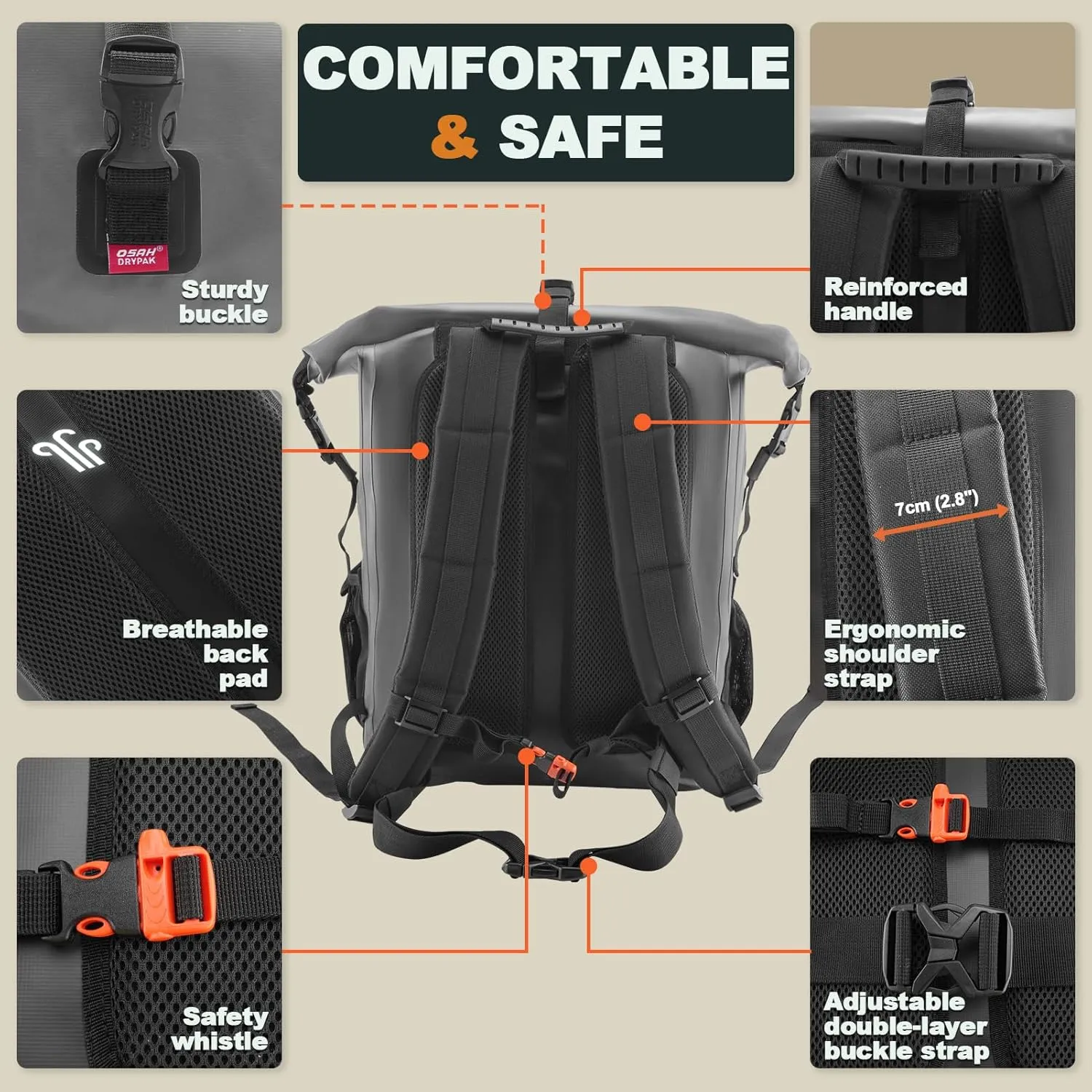 Waterproof Backpack Dry Bag 35L/55L – Heavy Duty Roll-Top Hiking Backpack for Travel, Kayaking, Boating, Camping, Rafting and Fishing
