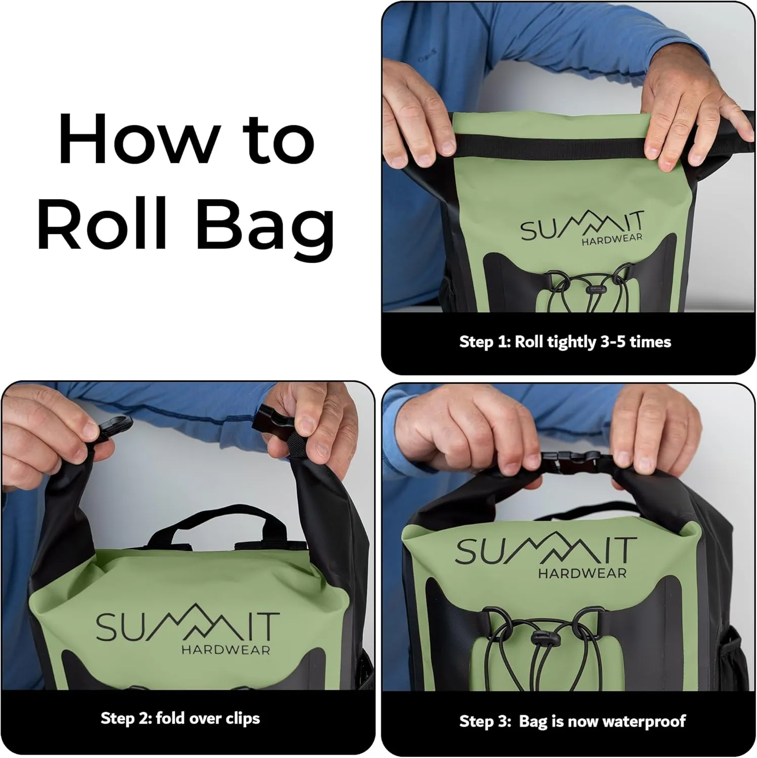 Waterproof Backpack –Dry Bag Backpack with Roll Top Closure – Hiking – Dry Sack for Kayaking (Green, 25 Liter)
