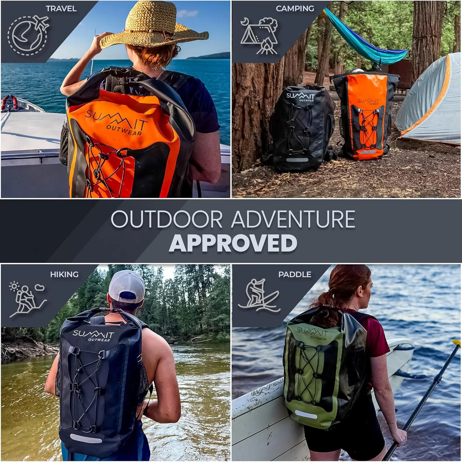 Waterproof Backpack –Dry Bag Backpack with Roll Top Closure – Hiking – Dry Sack for Kayaking (Green, 25 Liter)
