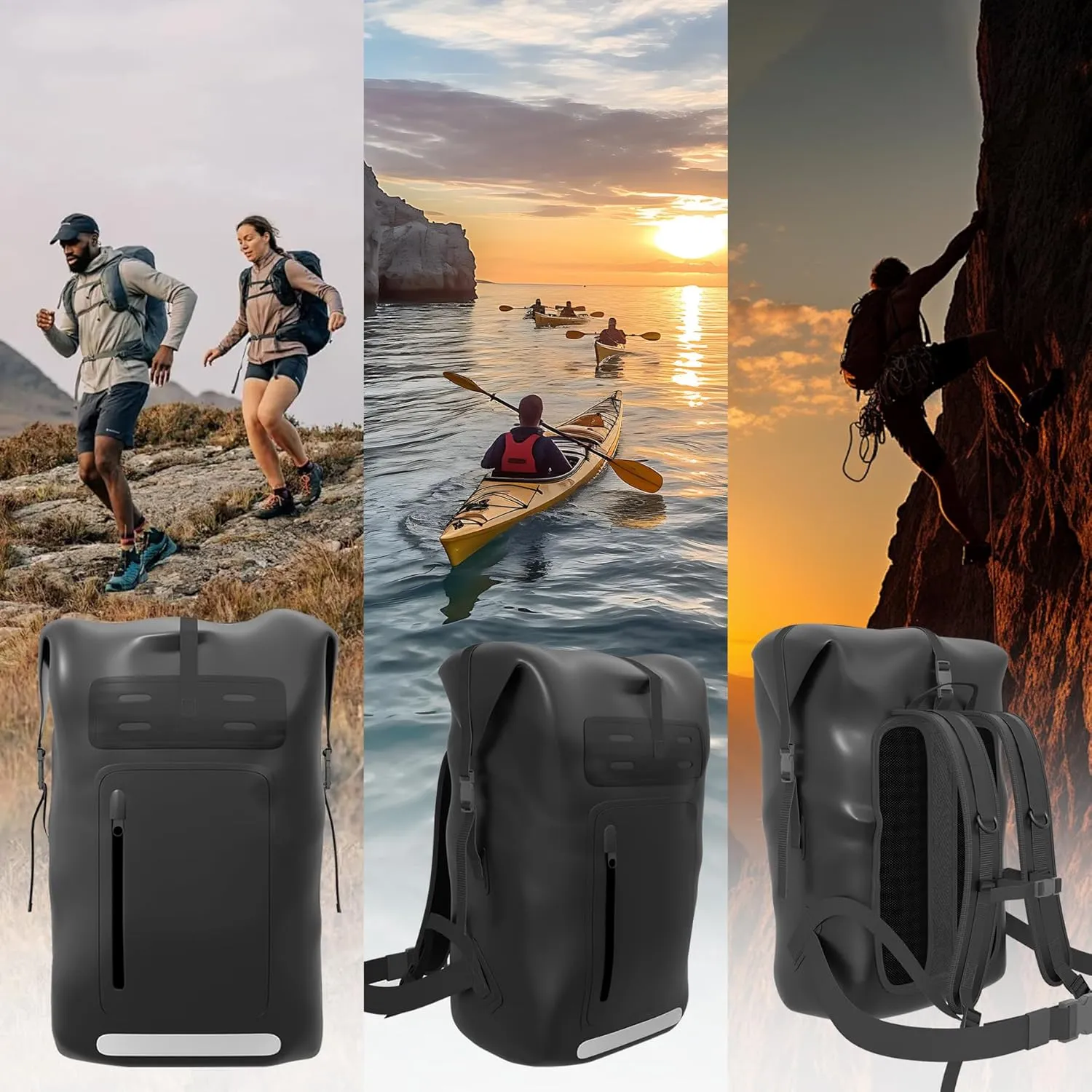 Waterproof Backpack，Heavy Duty Hiking Backpack，35/55/85L dry bag backpack waterproof for Men，Roll-Top Closure，for Kayaking, Travel, Hiking, Fishing, Camping, Motorcycles (blue, 55L)