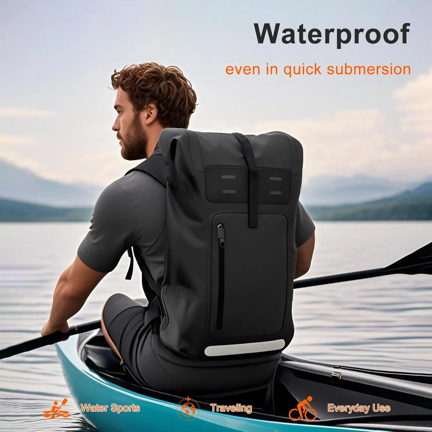 Waterproof Backpack，Heavy Duty Hiking Backpack，35/55/85L dry bag backpack waterproof for Men，Roll-Top Closure，for Kayaking, Travel, Hiking, Fishing, Camping, Motorcycles (blue, 55L)