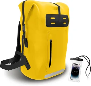 Waterproof Backpack，Heavy Duty Hiking Backpack，35/55/85L dry bag backpack waterproof for Men，Roll-Top Closure，for Kayaking, Travel, Hiking, Fishing, Camping, Motorcycles (yellow, 35L)