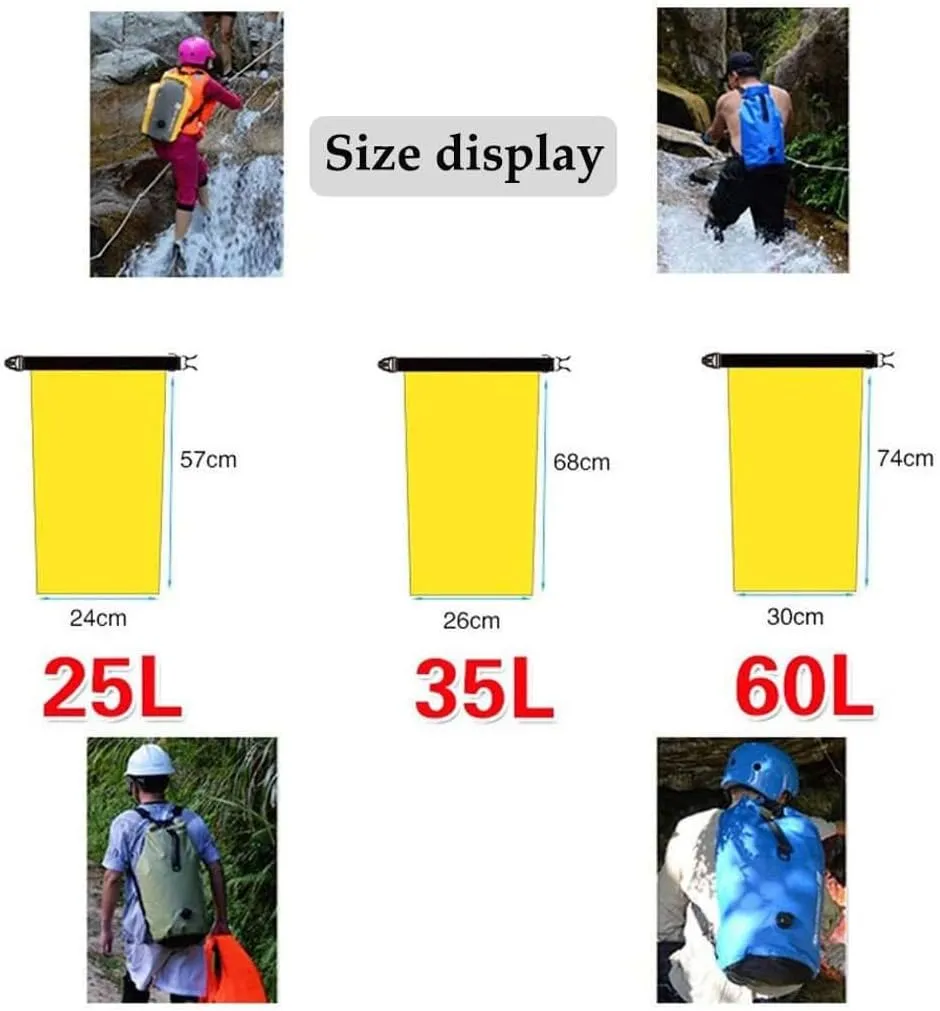 Waterproof Dry Bag Backpack 23L 35L 60L, Portable Dry Storage Bag for Water Sports - Fishing, Boating, Kayaking,Camping, Surfing, Rafting Gifts for Men and Women-green-35L