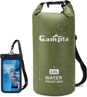 Waterproof Dry Bag Backpack for Kayaking 10L 20L, Roll Top Lightweight Floating Waterproof Bag Dry Sack w/Strap and Watertight Phone Case for Boating,Swimming,Beach, Fishing and Water Sports