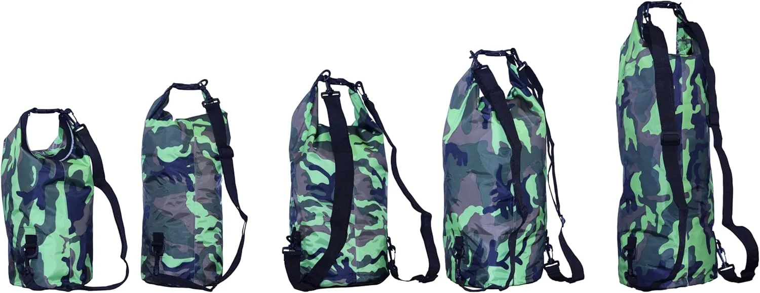 Waterproof Dry Bag Combo 5-30L Roll Top Dry Storage Bag Backpack for Kayaking Boating Beach Camping Travel Fishing, w/Phone Case & Collapsible Water Bottle & Sunglasses & Ear Band,Green 10L